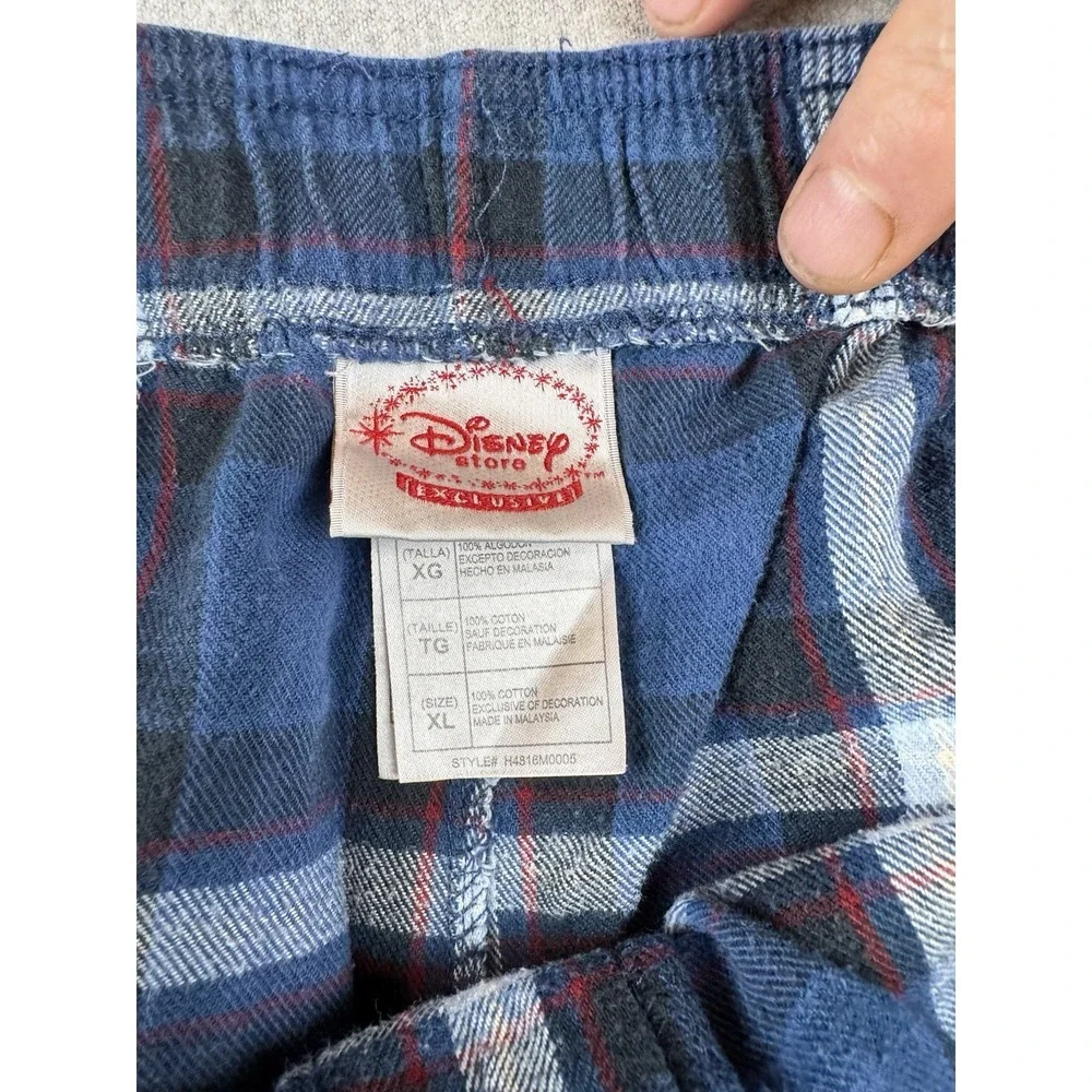 Disney Store Men Sleepwear XL Blue‎ Plaid Mickey Mouse Embroidered Back Pocket